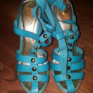 Kors By Michael Kors Turquoise/Wooden Heels